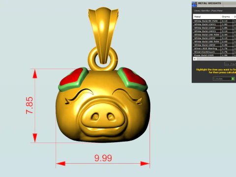 Pig head pendant - Zodiac pendant - N837 3D Print Model