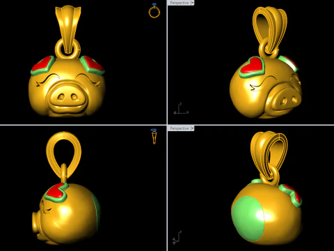 Pig head pendant - Zodiac pendant - N837 3D Print Model