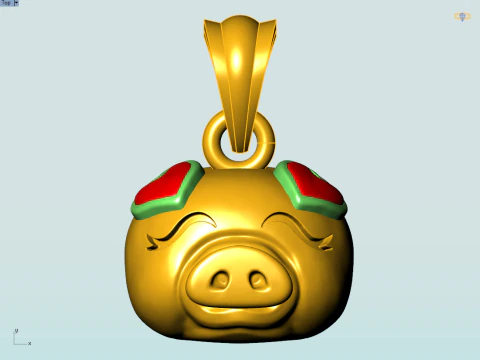 Pig head pendant - Zodiac pendant - N837 3D Print Model