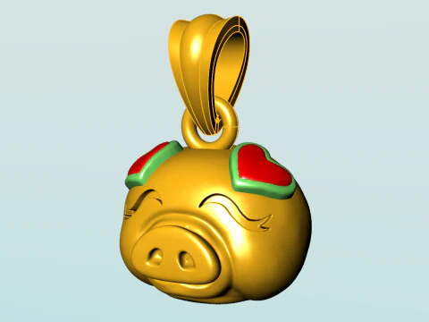 Pig head pendant - Zodiac pendant - N837 3D Print Model