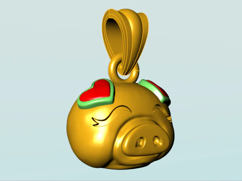 Pig head pendant - Zodiac pendant - N837 3D Print Model