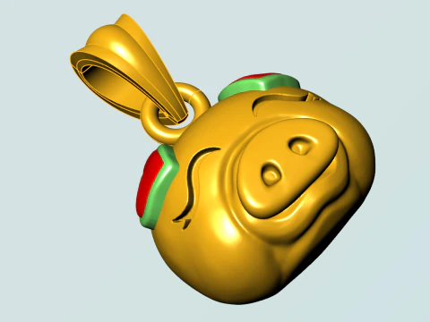 Pig head pendant - Zodiac pendant - N837 3D Print Model