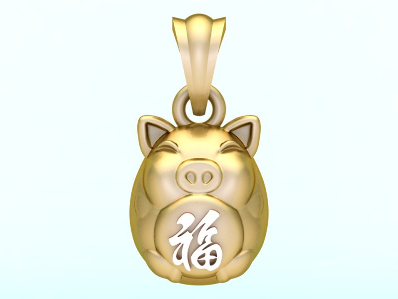 Pig head pendant - Zodiac pendant - N600 3D Print Model .c4d .max .obj .3ds .fbx .stl .blend 