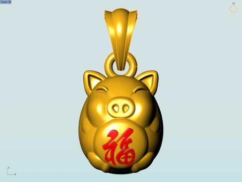 Pig head pendant - Zodiac pendant - N600 3D Print Model
