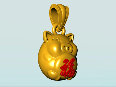 Pig head pendant - Zodiac pendant - N600 3D Print Model