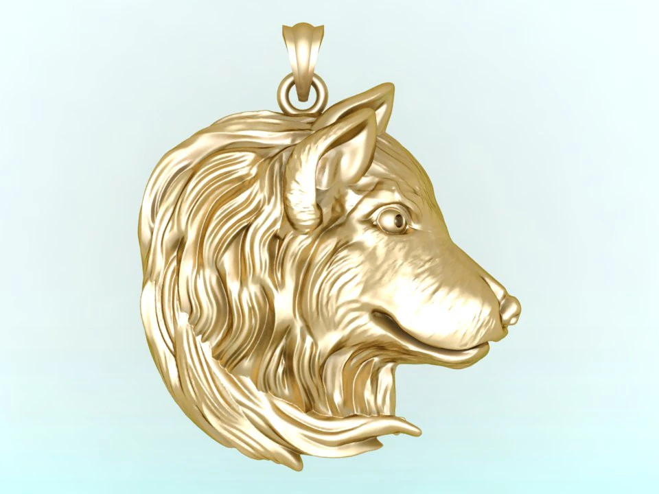 Wolf Head pendant - Dog pendant - N645 3D Print Model .c4d .max .obj .3ds .fbx .stl .blend 