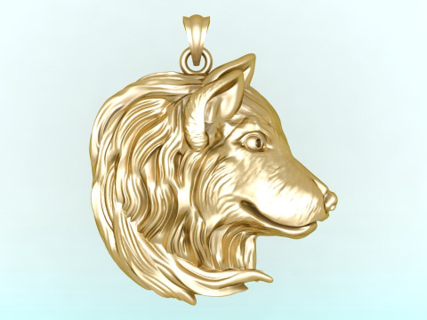 Wolf Head pendant - Dog pendant - N645 Model Cetak 3D