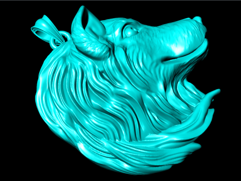 ウルフヘッドペンダント - 犬ペンダント - N645 3Dプリントモデル