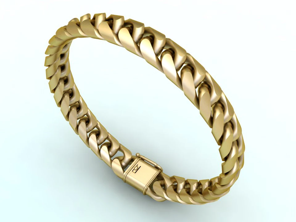 Mens Cuban Link Bracelet - Miami Lock Hip Hop Jewelry - N201 3D Print Model .c4d .max .obj .3ds .fbx .stl .blend 