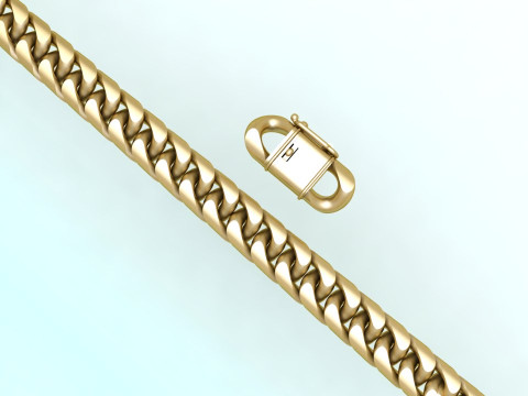 Mens Cuban Link Bracelet - Miami Lock Hip Hop Jewelry - N201 Model Cetak 3D