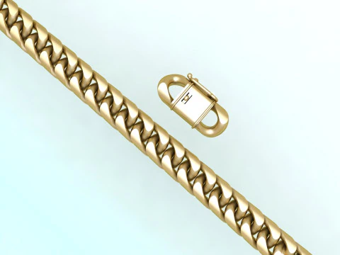 Mens Cuban Link Bracelet - Miami Lock Hip Hop Jewelry - N201 3D Print Model