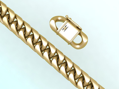 Mens Cuban Link Bracelet - Miami Lock Hip Hop Jewelry - N201 Model Cetak 3D