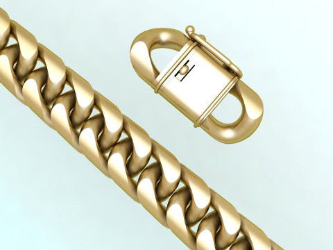 Mens Cuban Link Bracelet - Miami Lock Hip Hop Jewelry - N201 Model Cetak 3D
