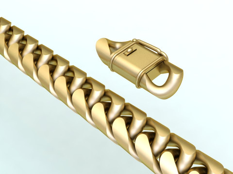 Mens Cuban Link Bracelet - Miami Lock Hip Hop Jewelry - N201 Model Cetak 3D
