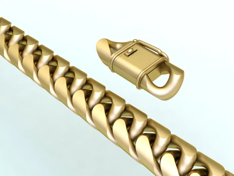 Mens Cuban Link Bracelet - Miami Lock Hip Hop Jewelry - N201 3D Print Model