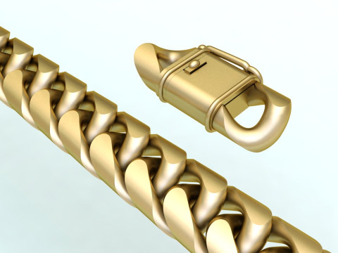 Mens Cuban Link Bracelet - Miami Lock Hip Hop Jewelry - N201 Model Cetak 3D