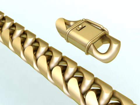 Mens Cuban Link Bracelet - Miami Lock Hip Hop Jewelry - N201 3D Print Model