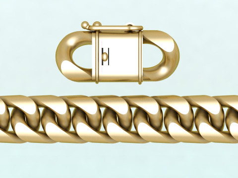 Mens Cuban Link Bracelet - Miami Lock Hip Hop Jewelry - N201 Model Cetak 3D