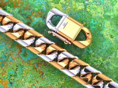Mens Cuban Link Bracelet - Miami Lock Hip Hop Jewelry - N201 Model Cetak 3D