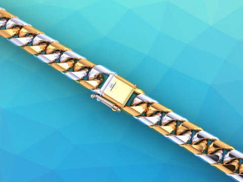 Mens Cuban Link Bracelet - Miami Lock Hip Hop Jewelry - N201 Model Cetak 3D