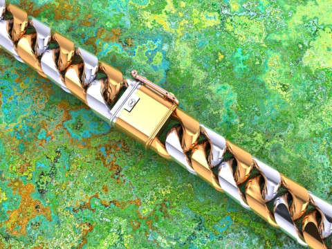 Mens Cuban Link Bracelet - Miami Lock Hip Hop Jewelry - N201 Model Cetak 3D