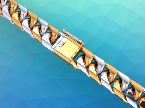 Mens Cuban Link Bracelet - Miami Lock Hip Hop Jewelry - N201 Model Cetak 3D