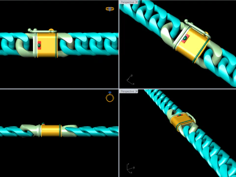 Mens Cuban Link Bracelet - Miami Lock Hip Hop Jewelry - N201 3D Print Model