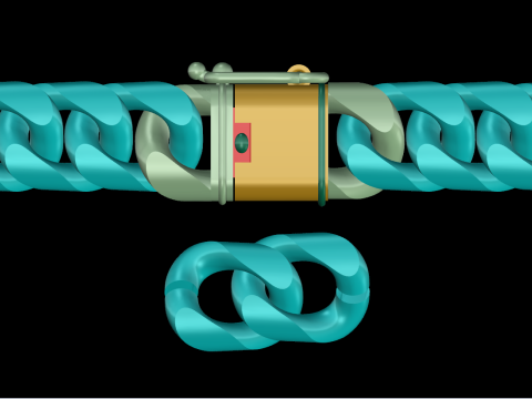 Mens Cuban Link Bracelet - Miami Lock Hip Hop Jewelry - N201 Model Cetak 3D