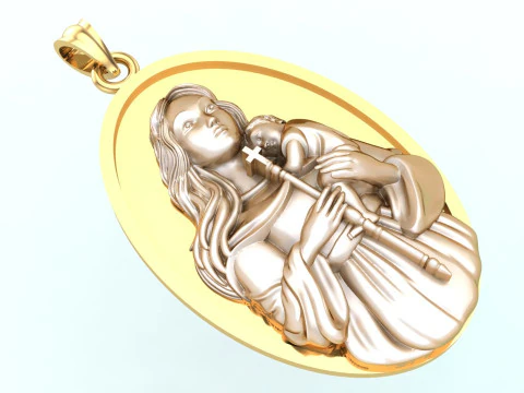 Virgin Mary Pendant Necklace Christian Jewelry Necklace 3D Print Model