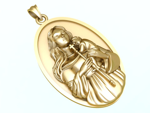 Virgin Mary Pendant Necklace Christian Jewelry Necklace 3Dプリントモデル