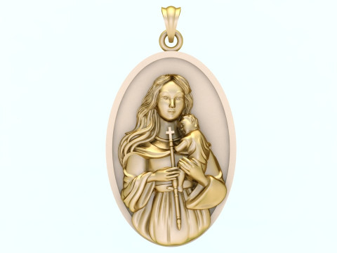 Virgin Mary Pendant Necklace Christian Jewelry Necklace 3Dプリントモデル