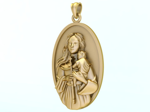 Virgin Mary Pendant Necklace Christian Jewelry Necklace 3D Baskı Modeli