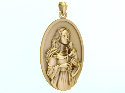 Virgin Mary Pendant Necklace Christian Jewelry Necklace 3Dプリントモデル