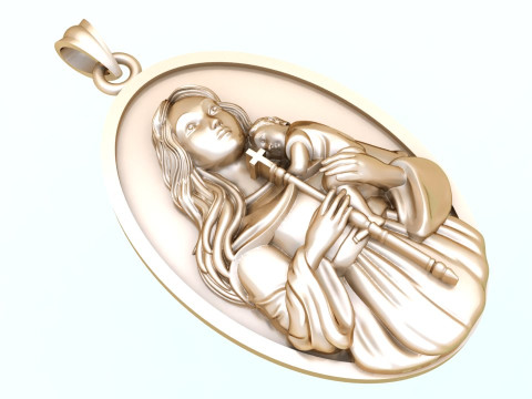 Virgin Mary Pendant Necklace Christian Jewelry Necklace 3Dプリントモデル