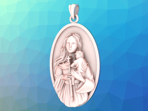 Virgin Mary Pendant Necklace Christian Jewelry Necklace 3Dプリントモデル