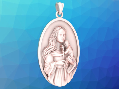 Virgin Mary Pendant Necklace Christian Jewelry Necklace 3Dプリントモデル
