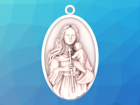 Virgin Mary Pendant Necklace Christian Jewelry Necklace 3Dプリントモデル