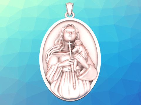 Virgin Mary Pendant Necklace Christian Jewelry Necklace 3Dプリントモデル
