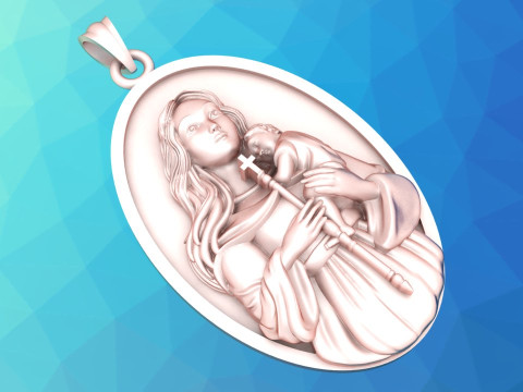 Virgin Mary Pendant Necklace Christian Jewelry Necklace 3Dプリントモデル