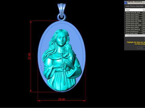 Virgin Mary Pendant Necklace Christian Jewelry Necklace 3Dプリントモデル