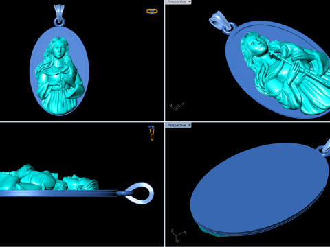 Virgin Mary Pendant Necklace Christian Jewelry Necklace 3Dプリントモデル