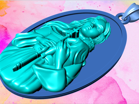Virgin Mary Pendant Necklace Christian Jewelry Necklace 3Dプリントモデル