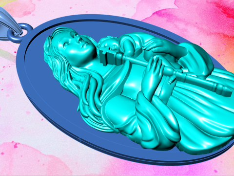 Virgin Mary Pendant Necklace Christian Jewelry Necklace 3Dプリントモデル