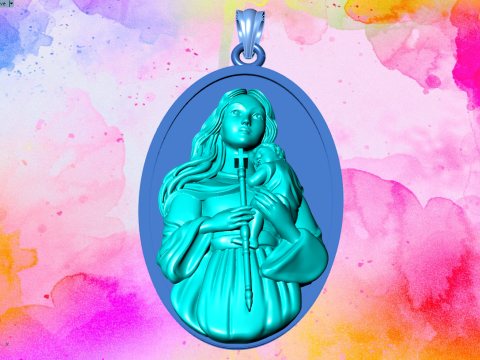 Virgin Mary Pendant Necklace Christian Jewelry Necklace 3Dプリントモデル