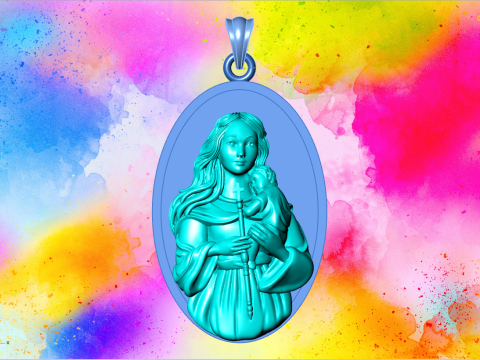Virgin Mary Pendant Necklace Christian Jewelry Necklace 3Dプリントモデル