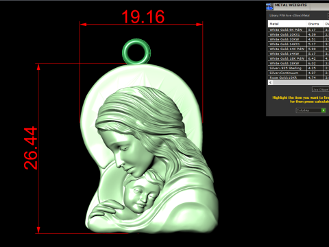 Virgin Mary and Child Pendant Religious Catholic Jewelry 3D Print Model