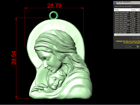 Virgin Mary and Child Pendant Religious Catholic Jewelry 3D Print Model