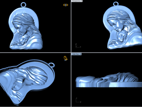 Virgin Mary and Child Pendant Religious Catholic Jewelry 3D Print Model