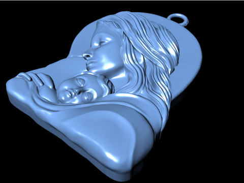 Virgin Mary and Child Pendant Religious Catholic Jewelry 3D Print Model