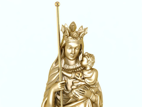 Virgin Mary and Child with Spear Statue - Holy Mother Defeating Beast Figurine 3D 打印模型